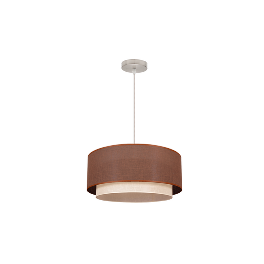 Lámpara Colgante Doble Altea Cilíndrica Marrón y Beis Fabrilamp - vista principal | Fabrilamp / Abrila · Ref. 2.810/50-MARR/BEIS