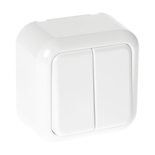 Interruptor Doble de Superficie Ancient Blanco Fabrilamp - vista principal | Fabrilamp / Abrila · Ref. MEH3-A210MBR