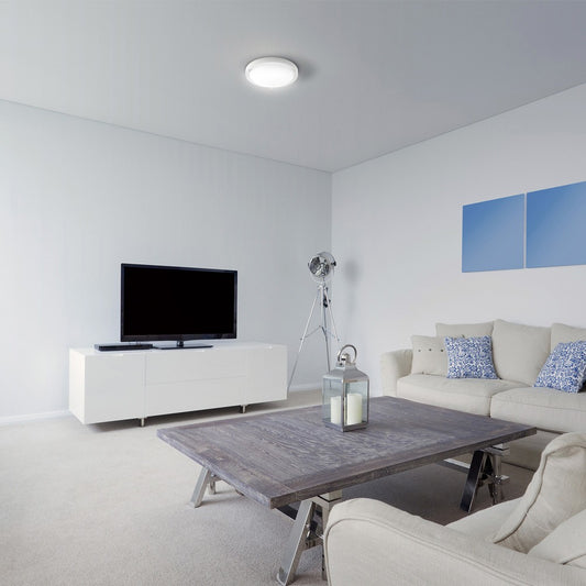 Plafón Ancona fabricado en cristal color blanco, ideal para iluminar baños