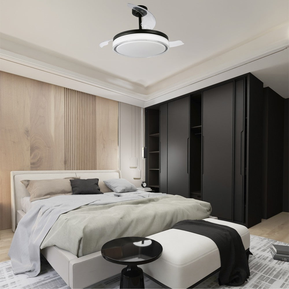 Ventilador de Techo con Luz Aneto 72W Aspas Retráctiles Negro CristalRecord - imagen 2 | CristalRecord