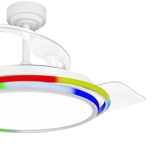 Ventilador de Techo LED Antila RGB Blanco con Aspas Retráctiles CristalRecord - imagen 2 | CristalRecord
