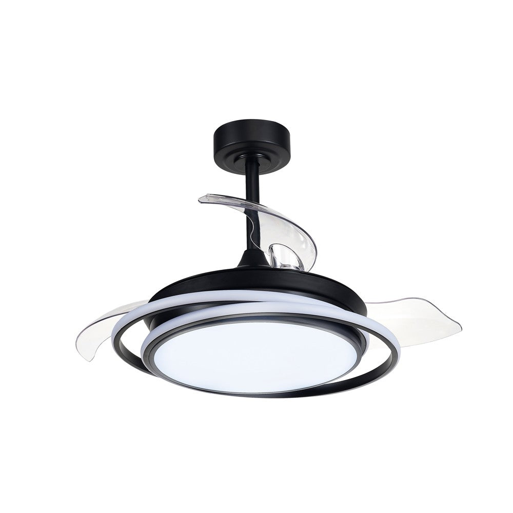 Elegante ventilador de techo negro ideal para dormitorio
