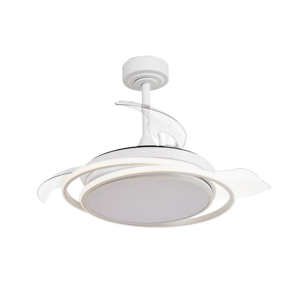 Moderno ventilador de techo blanco ideal para dormitorio