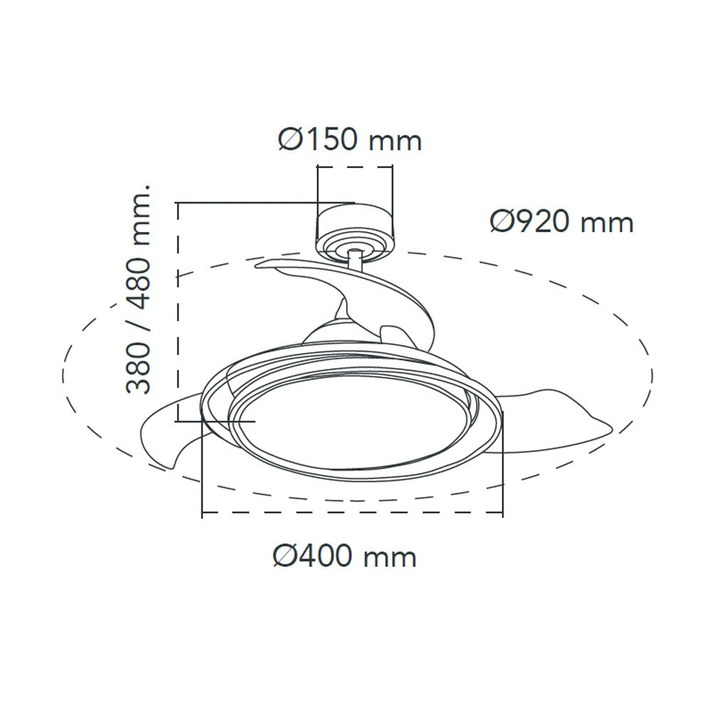 Ventilador de techo LED RGB con motor DC ultra silencioso