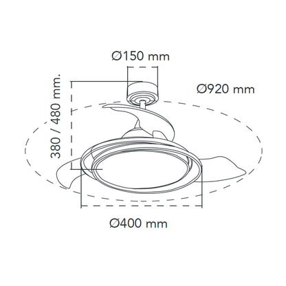 Ventilador moderno con luz RGB ideal para dormitorio