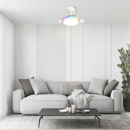 Ventilador de techo fabricado en acero color blanco con difusor PMMA