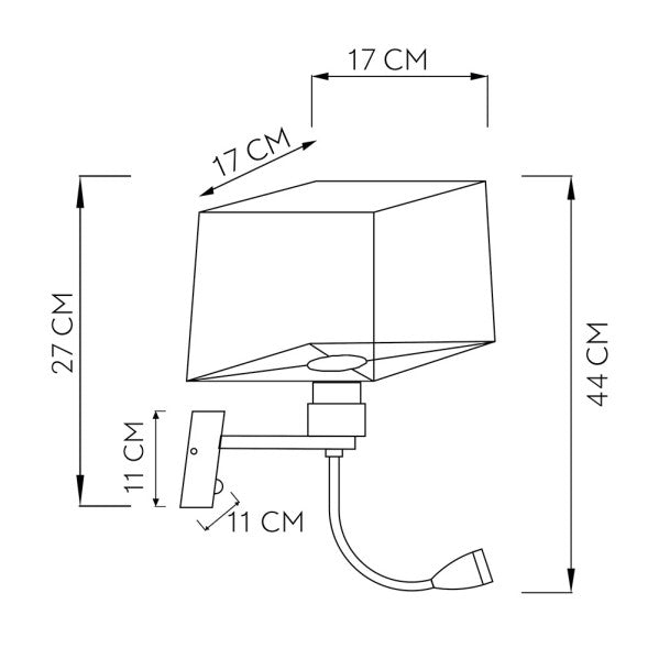 Aplique Stephen de Fabrilamp, detalle del brazo lector LED y puerto USB.