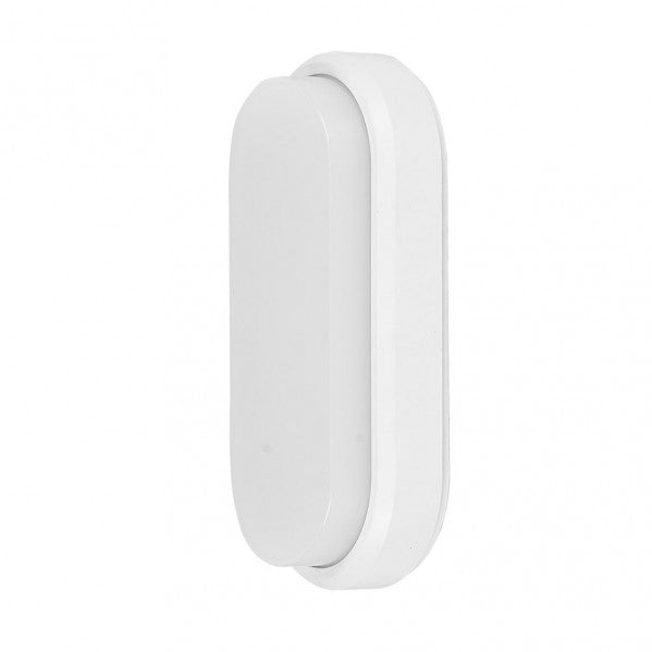 Aplique exterior Yucatán Oval Blanco 12W IP65 de Fabrilamp, diseño moderno y resistente a la intemperie.