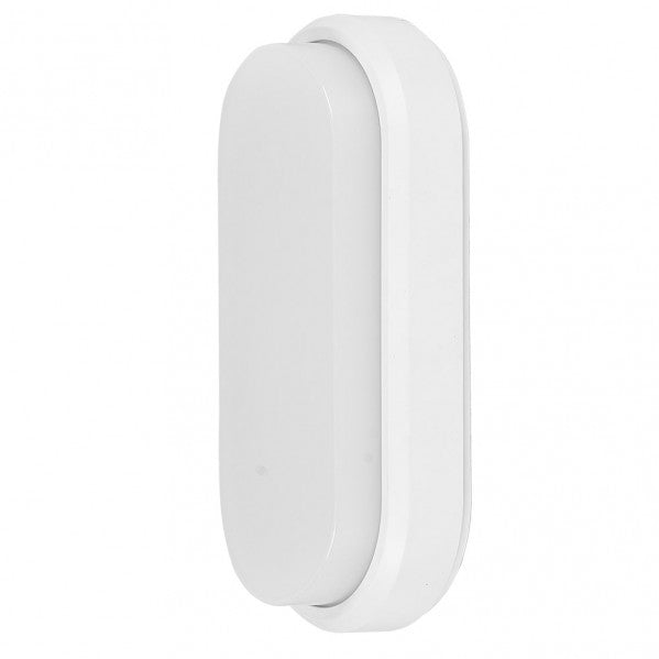 Aplique exterior Yucatan Oval Blanco 18W IP65 de Fabrilamp, vista frontal.