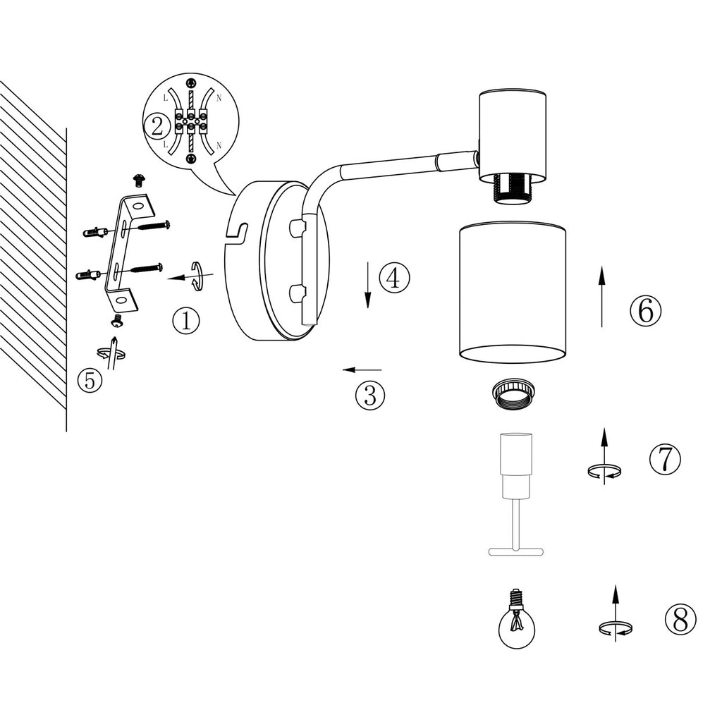 Medidas aplique pared Maena AJP/Alemar Ref. 11110, negro-latón. Iluminación elegante para tu hogar.
