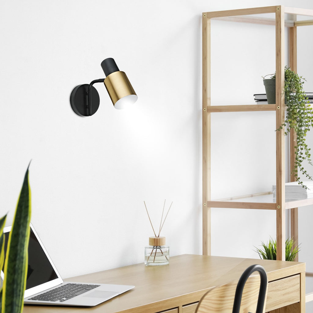 Medidas aplique pared Maena Negro-Latón AJP/Alemar Ref. 11110 - luzguru.com
