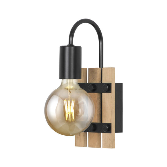 Aplique de Pared Milton Madera y Metal Negro Natural Alemar - vista principal | AJP / Alemar