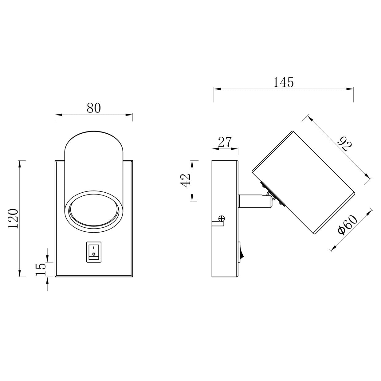 Aplique de pared AJP/Alemar PAROS (Ref. 11103) - Medidas: [Insertar medidas aquí, ej. Alto 15cm, Ancho 10cm, Fondo 8cm].  luzguru.com
