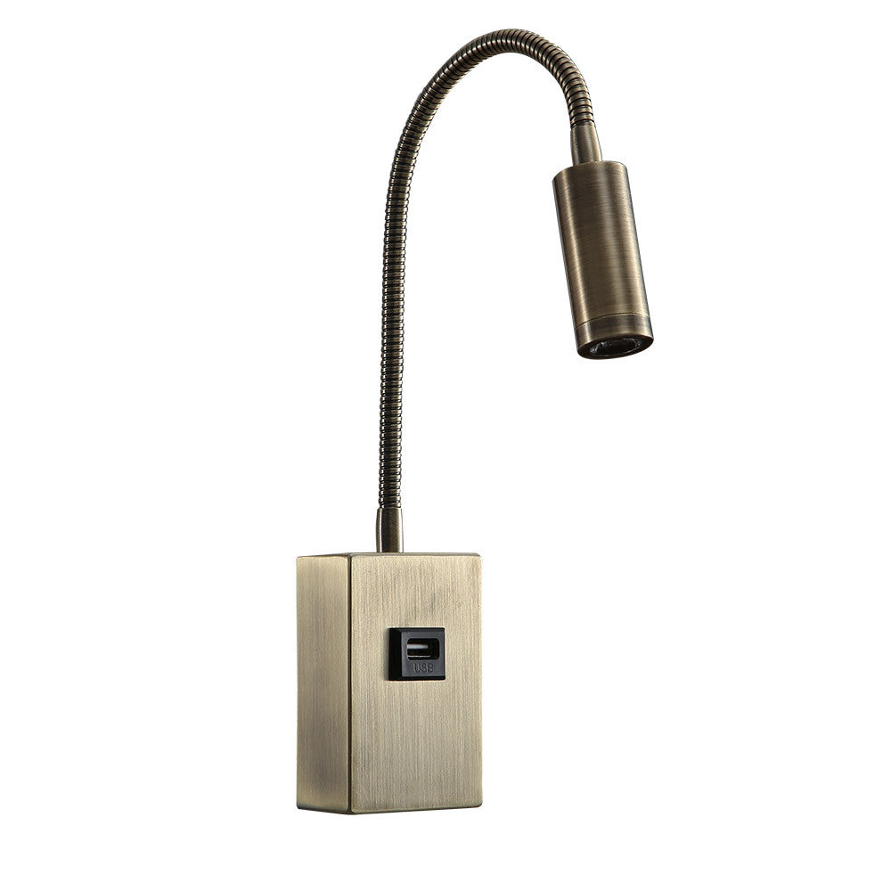 Aplique LED Capote Cuero con USB Fabrilamp / Abrila 174961014 para lectura