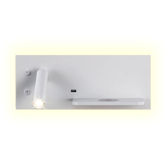 Aplique Velazquez fabricado en metal color blanco con carga inalámbrica QI