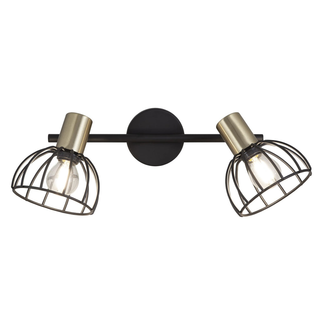 Aplique Bermeo Negro Mate AJP/Alemar (Ref. 60175) - Medidas del aplique de pared con 2 luces E-14.  Luzguru.com
