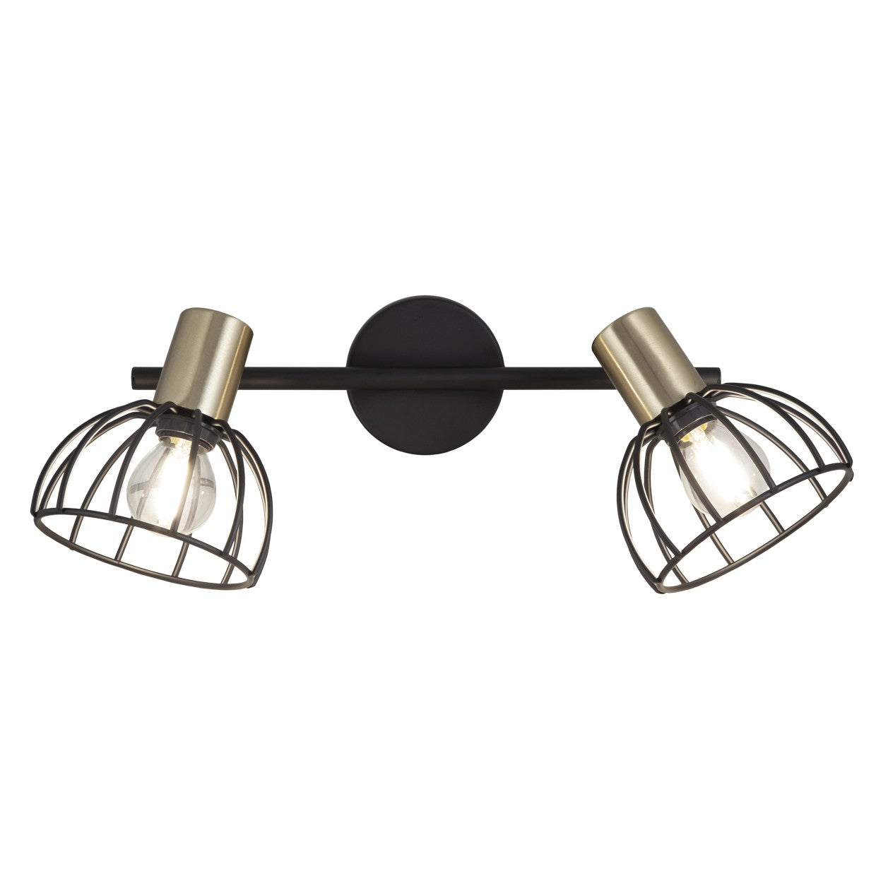 Aplique Bermeo Negro Mate AJP/Alemar (Ref. 60175) - Medidas del aplique de pared con 2 luces E-14.  Luzguru.com
