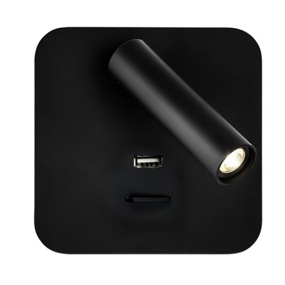 Aplique Giotto fabricado en Metal color Negro con puerto USB