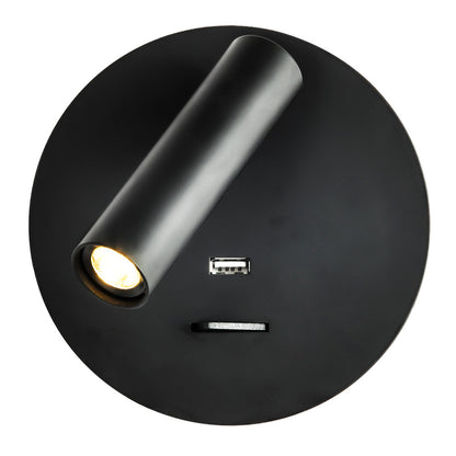 Aplique Giotto fabricado en Metal color Negro con puerto USB