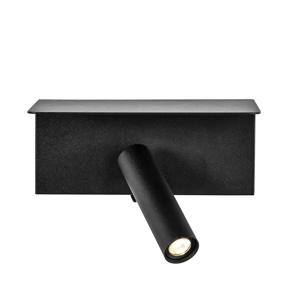 Aplique Leonardo fabricado en Metal color Negro con estante y USB