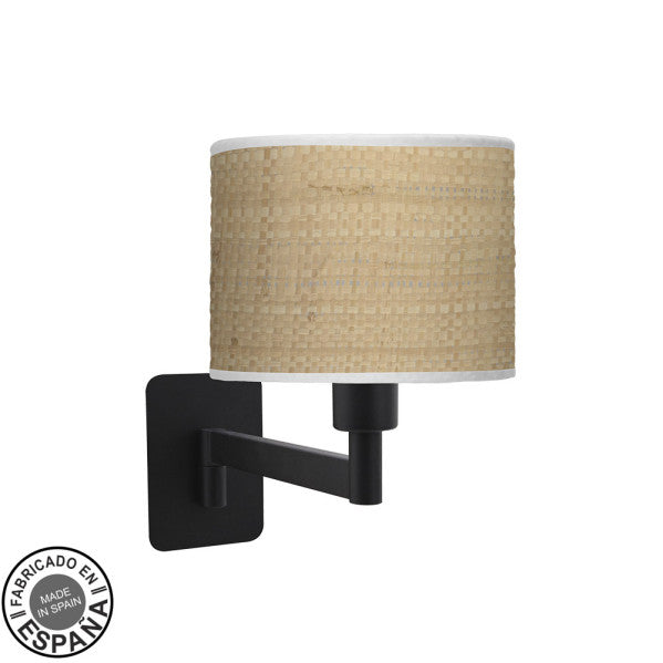 Aplique abatible Moda de Fabrilamp, color Negro/Cañizo Claro, diseño moderno para interiores. luzguru.com