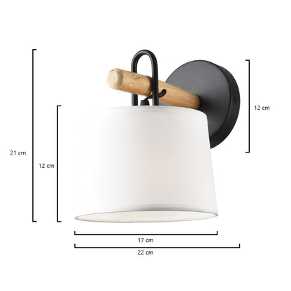 Aplique Arolas Negro-Madera AJP/Alemar (Ref. 10976): Descubre sus elegantes dimensiones.  Luzguru.com
