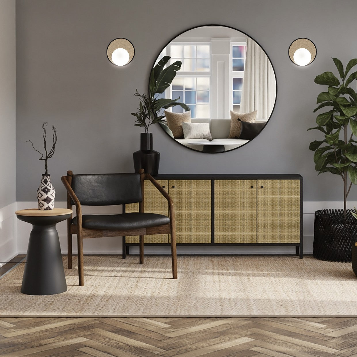 Medidas Aplique Astor Rafia Opal Natural AJP/Alemar Ref. 11441 - LuzGuru.com
