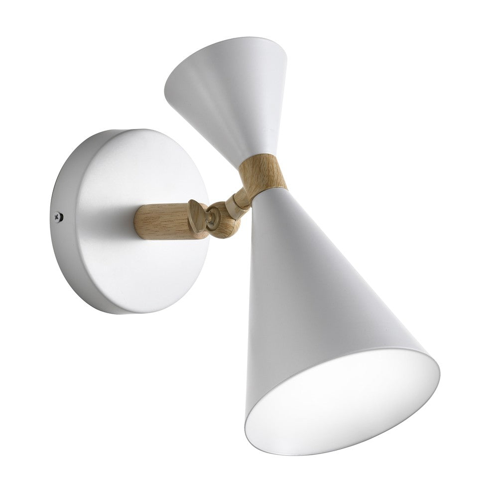 Aplique Luna fabricado en madera y metal, color blanco