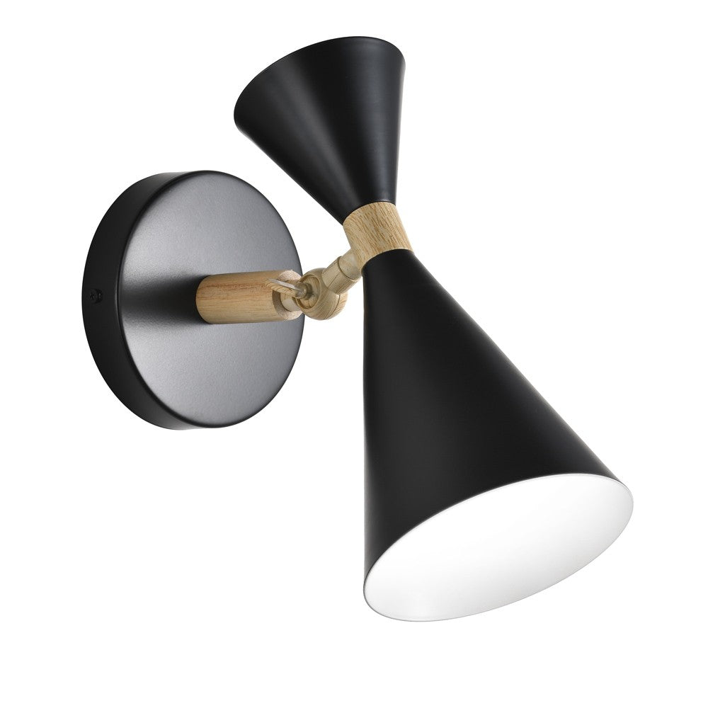 Aplique Luna fabricado en madera y metal color Negro