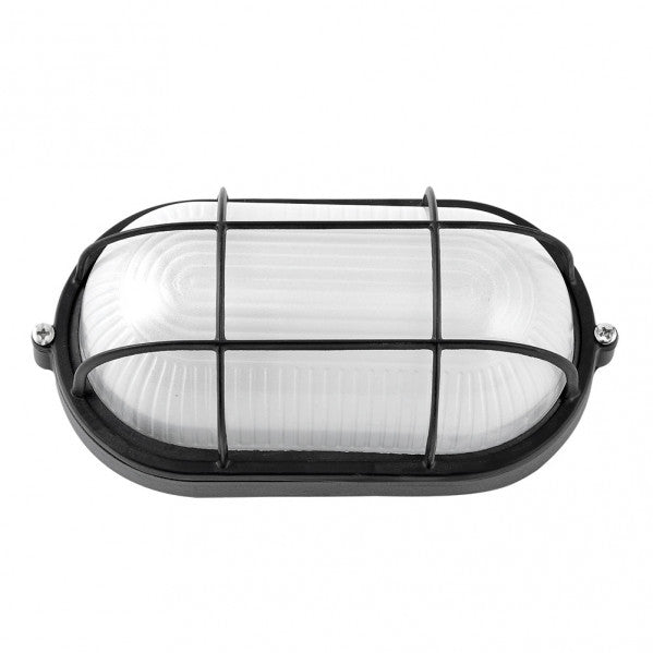 Aplique exterior oval de aluminio Apus Grande, color negro, IP44, Fabrilamp