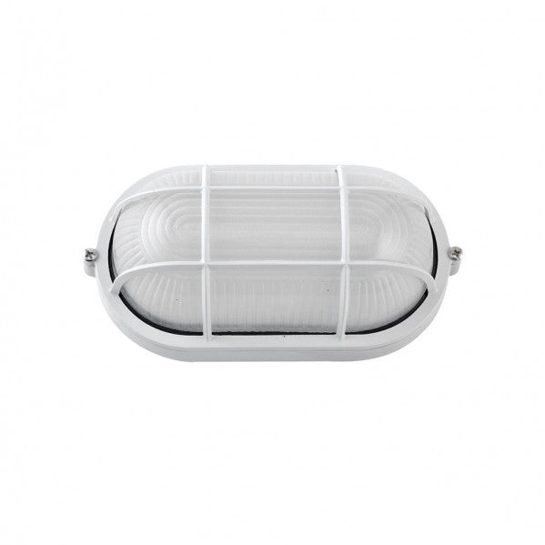 Aplique exterior oval aluminio Apus pequeño blanco 9x21x10,5 cm IP44 de Fabrilamp