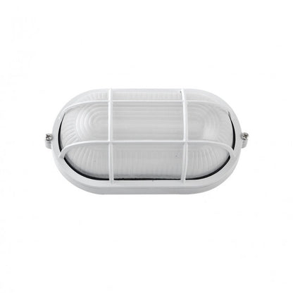 Aplique exterior oval aluminio Apus pequeño blanco 9x21x10,5 cm IP44 de Fabrilamp