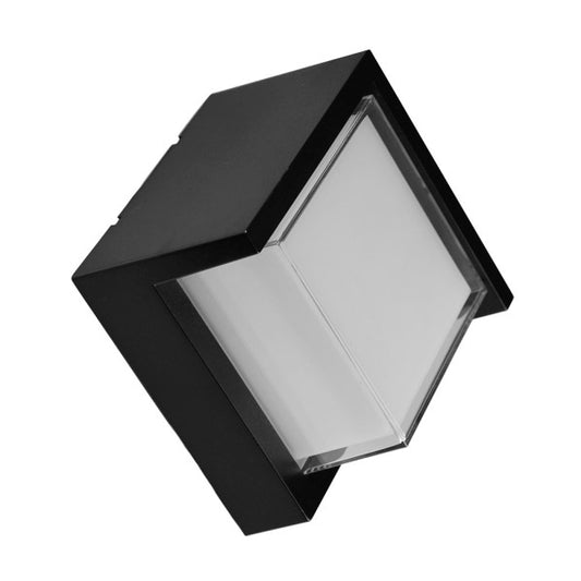 Aplique exterior Anoa Negro 12W IP65 de Fabrilamp, diseño moderno y resistente al agua.