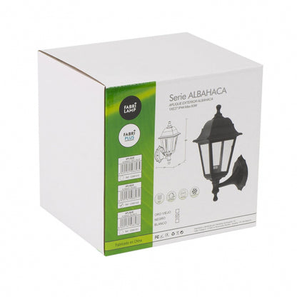 Aplique Exterior Albahaca Negro E27 IP44 Policarbonato Fabrilamp - Detalle