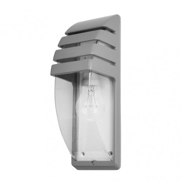 Aplique Exterior Elnath Gris IP44 de Fabrilamp, vista frontal. Iluminación moderna para exteriores.