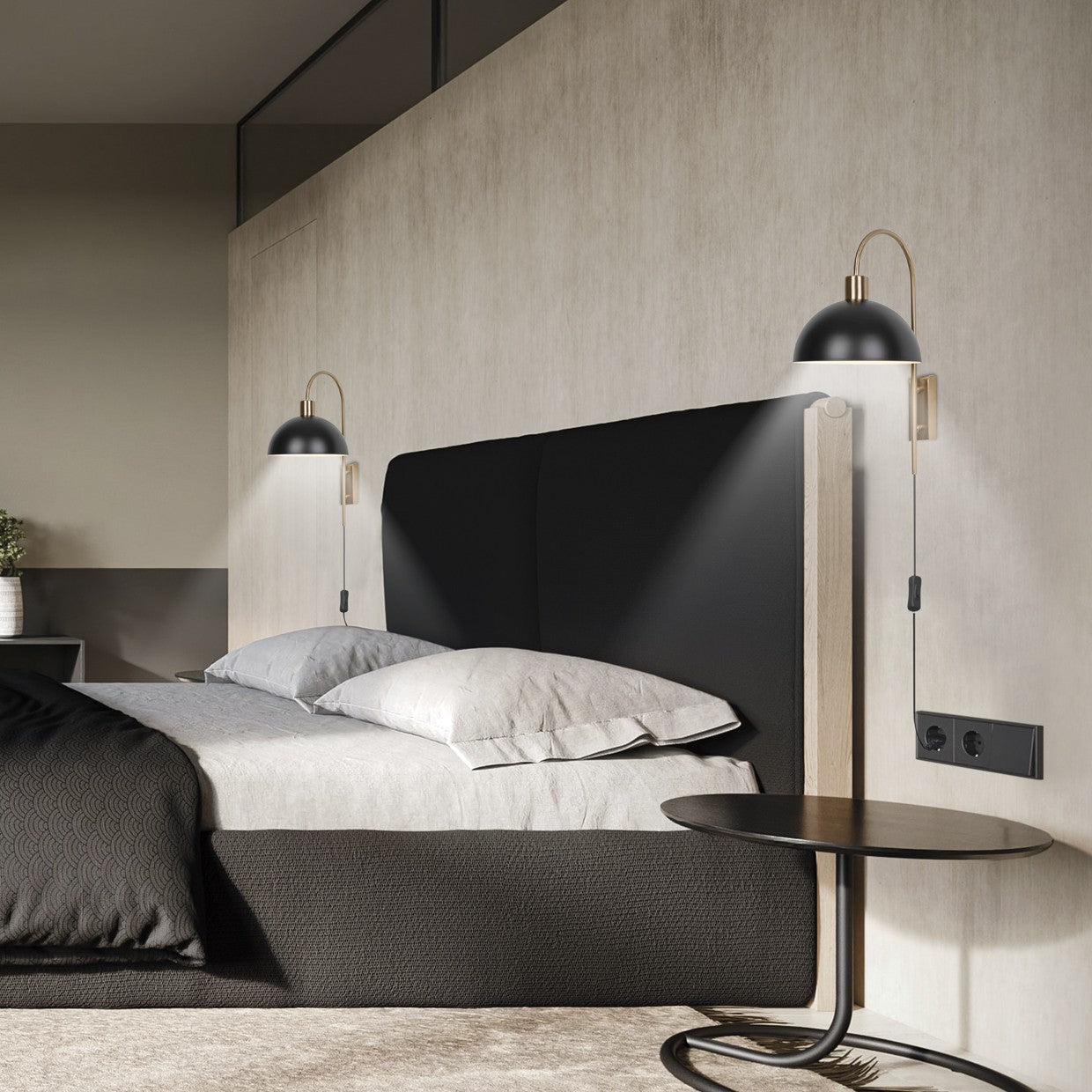 Medidas aplique Guillén 11135 latón-negro AJP/Alemar - LuzGuru.com
