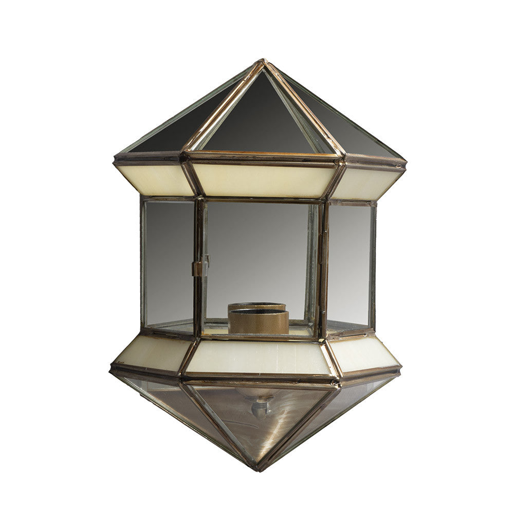 Aplique Granadino Fabrilamp / Abrila de cristal opalina y bronce, ref. 1.673-OPALINA