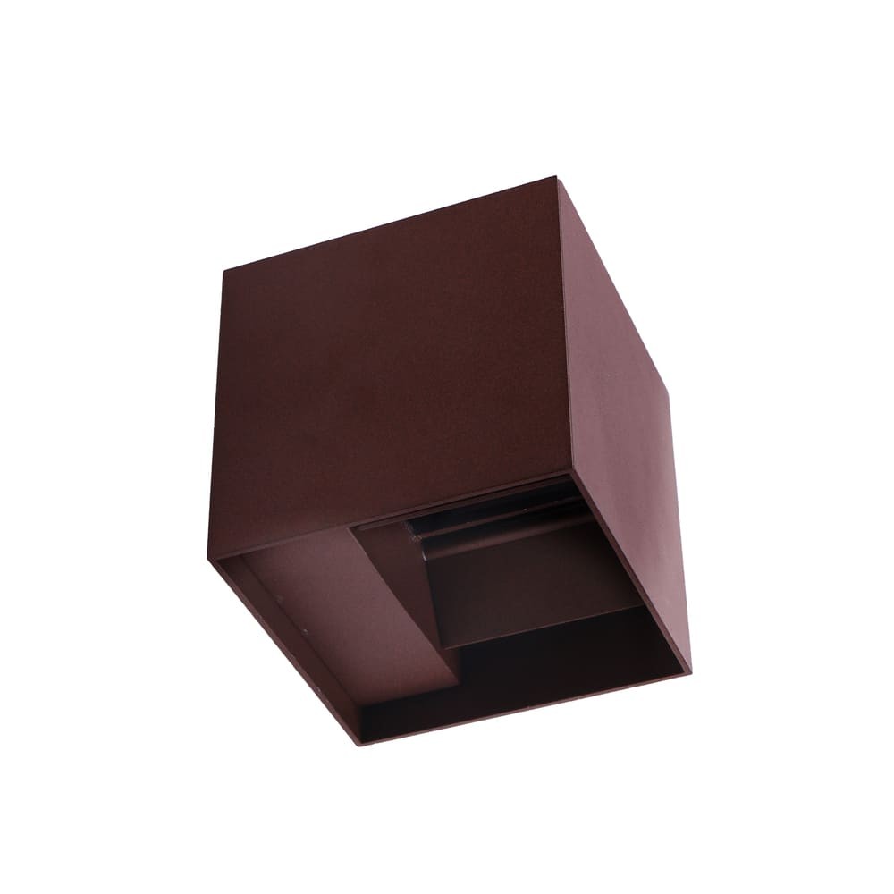 Aplique Open fabricado en aluminio color marrón óxido texturizado