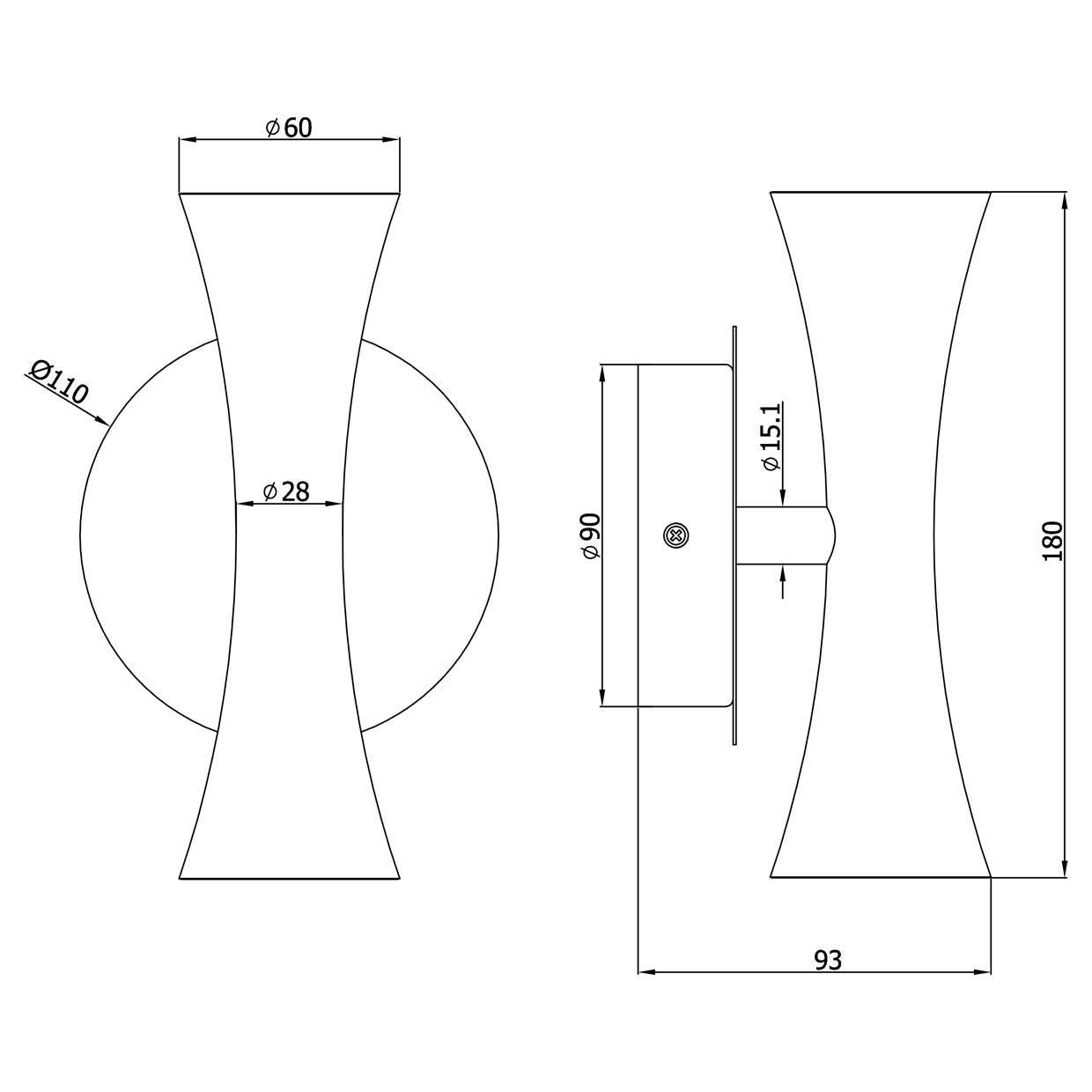 Aplique LED ALDA Negro AJP/Alemar (Ref. 11597): Dimensiones, diseño moderno y elegante para iluminación eficiente.  Luzguru.com
