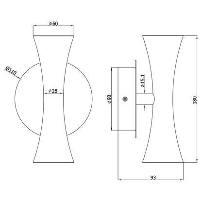 Aplique LED ALDA Negro AJP/Alemar (Ref. 11597): Dimensiones, diseño moderno y elegante para iluminación eficiente.  Luzguru.com
