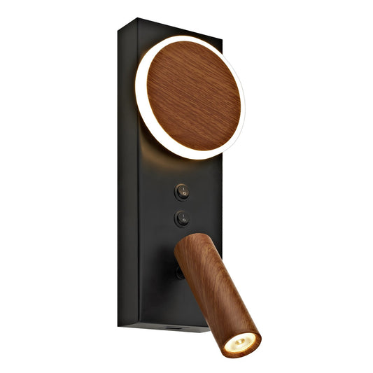 Aplique LED Arbas con Lector y USB Negro Madera 11W Alemar - vista principal | AJP / Alemar