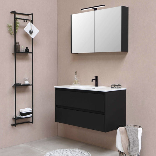 Aplique Roth fabricado en aluminio color negro para espejo