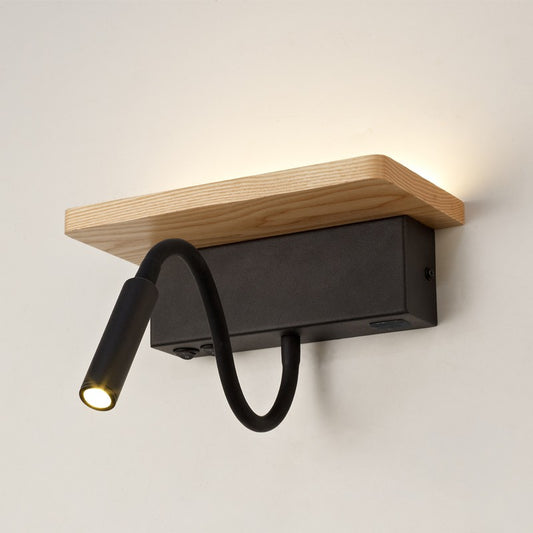 Aplique Bach fabricado en madera y aluminio color negro mate