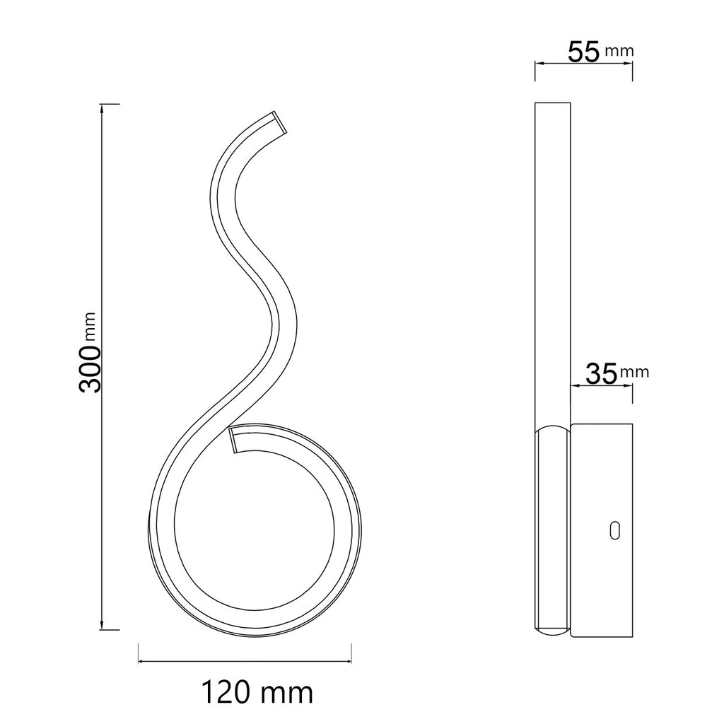 Aplique LED Macan Negro AJP/Alemar (Ref. 11496): Dimensiones detalladas. Iluminación moderna y eficiente de 470 lúmenes, 11W y 4000K.  Compra en luzguru.com
