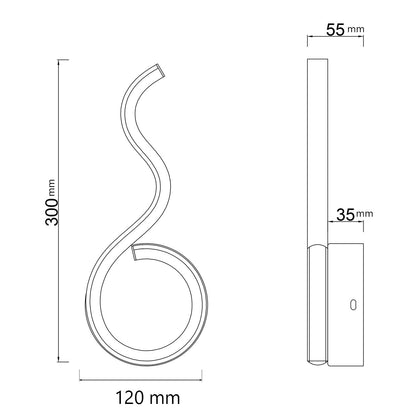 Aplique LED Macan Negro AJP/Alemar (Ref. 11496): Dimensiones detalladas. Iluminación moderna y eficiente de 470 lúmenes, 11W y 4000K.  Compra en luzguru.com
