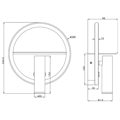 Aplique LED Palmer AJP/Alemar 11604: medidas detalladas. Diseño moderno, elegante y luz cálida (3000K) para tu hogar. Envío rápido desde luzguru.com
