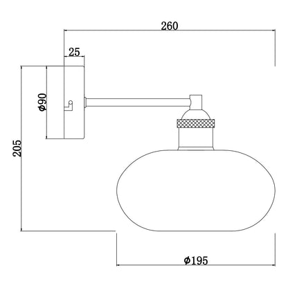 Aplique de pared Mossi AJP/Alemar (Ref. 11641): medidas detalladas. Elegancia y sofisticación en latón ámbar.  Envío rápido y garantía luzguru.com
