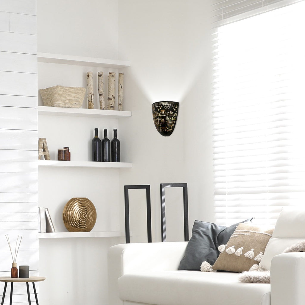 Aplique Murta Negro Oro AJP/Alemar (Ref. 11148): Dimensiones detalladas.  Elegancia y eficiencia lumínica para tu hogar.  LuzGuru.
