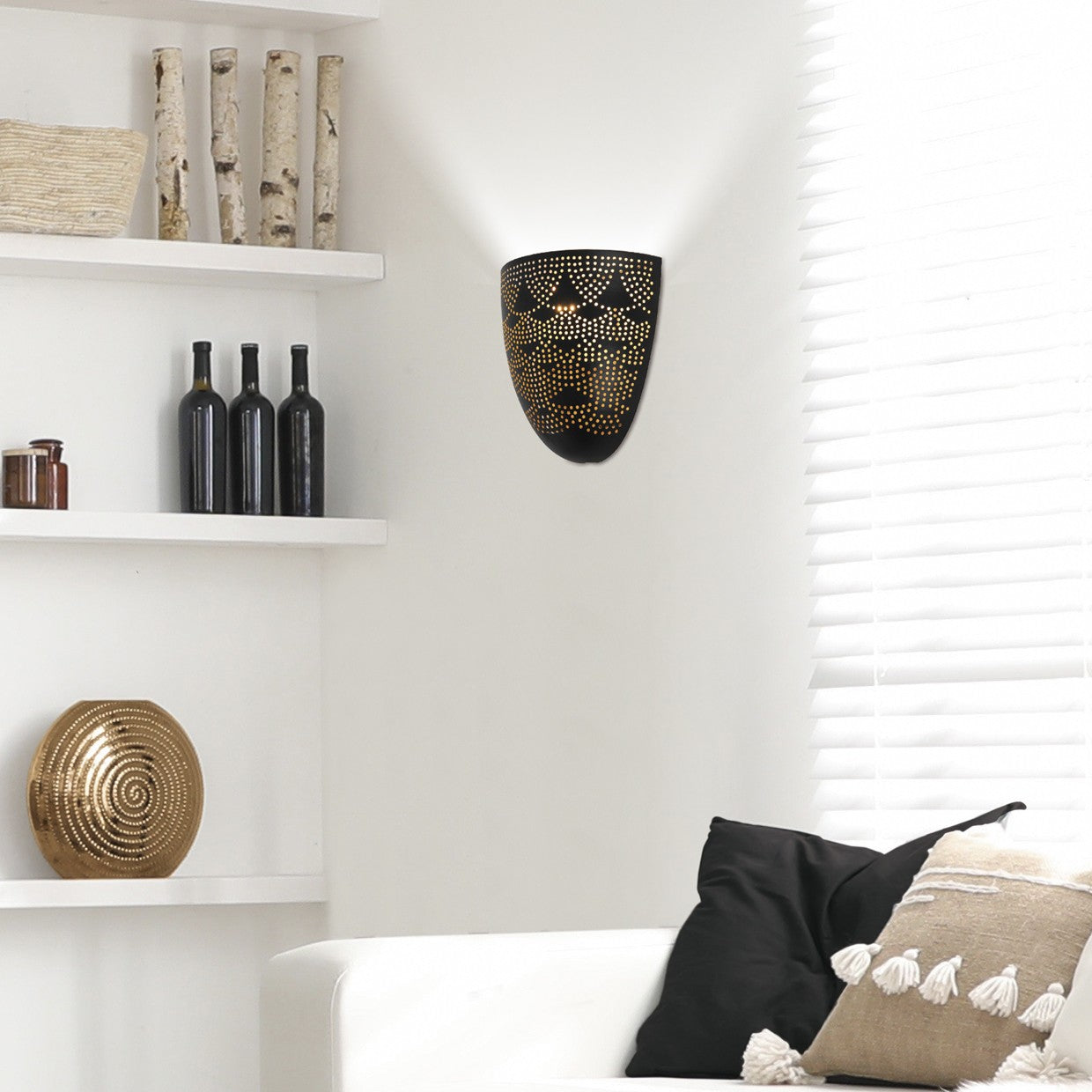 Medidas aplique pared Murta Negro Oro AJP/Alemar Ref. 11148 - luzguru.com
