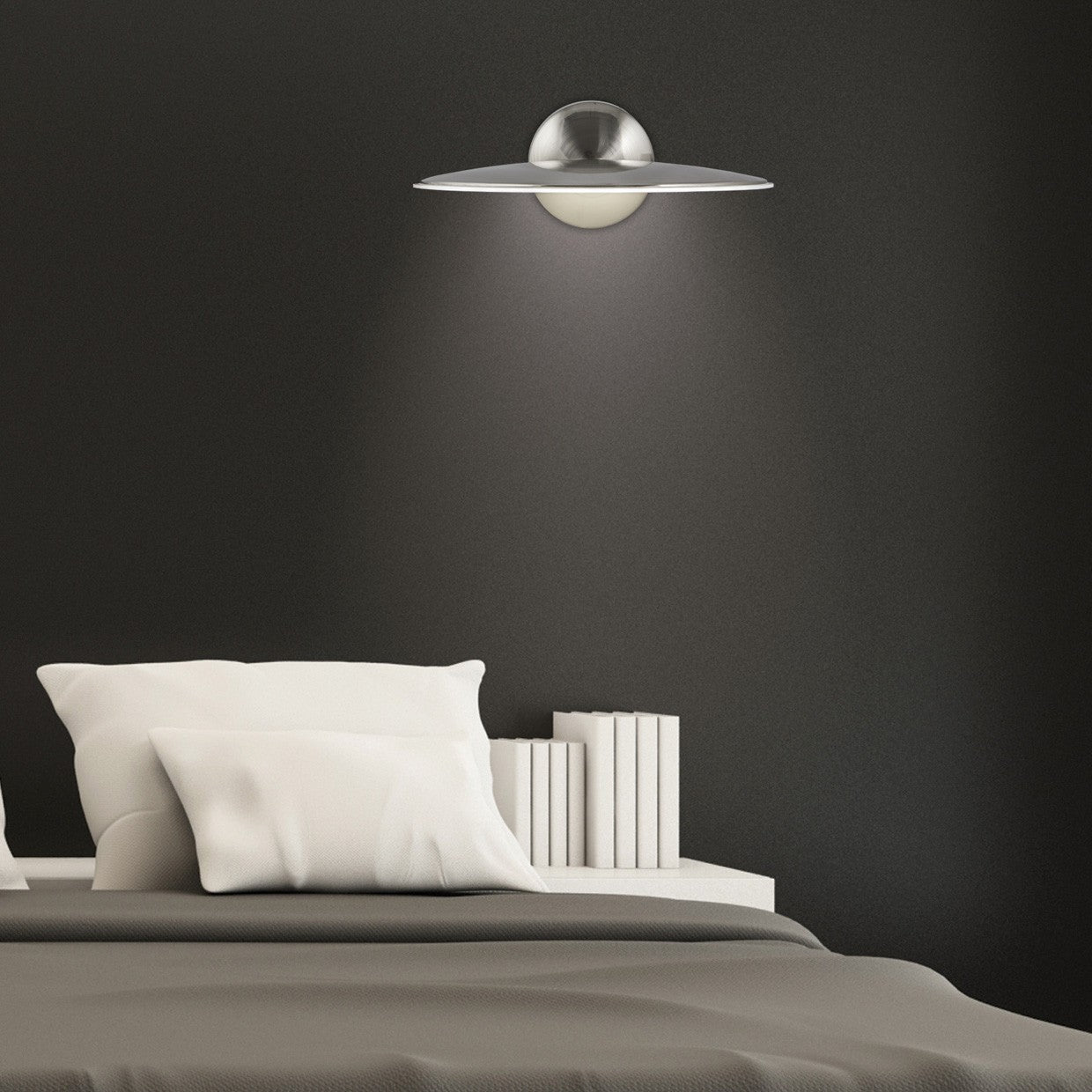 Aplique LED Nebu 10W AJP/Alemar Ref. 10325 - Medidas: [Insertar medidas aquí] - Luz neutra 4000K, 1000 lúmenes, níquel satinado.
